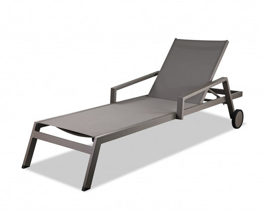 Set Of 2 Taupe Modern Aluminum Chaise Lounges-0