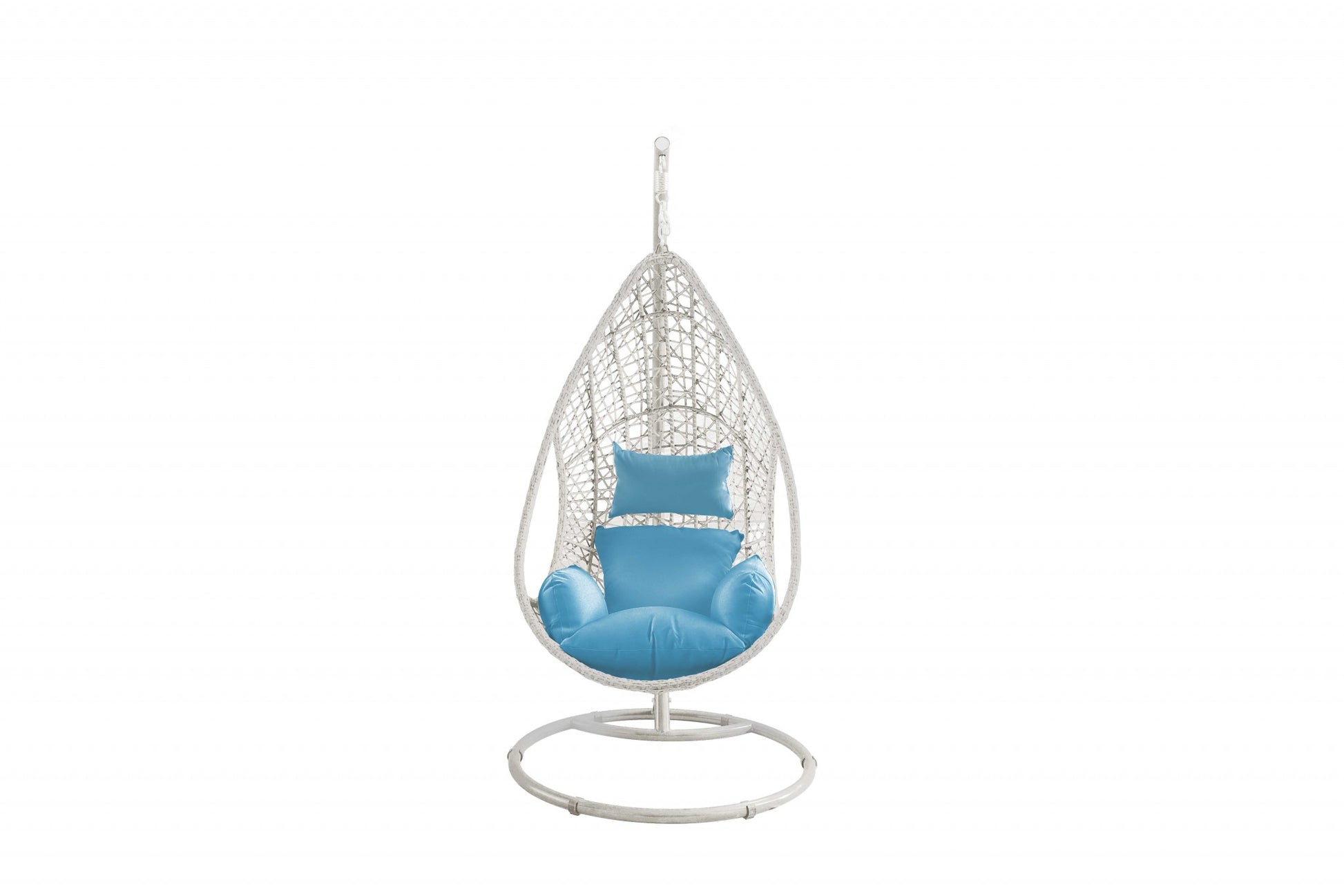 40" Blue and Steel stand finished Metal Outdoor Swing Chair with Blue Cushion-1