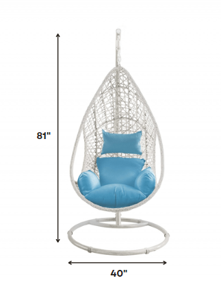 40" Blue and Steel stand finished Metal Outdoor Swing Chair with Blue Cushion-7