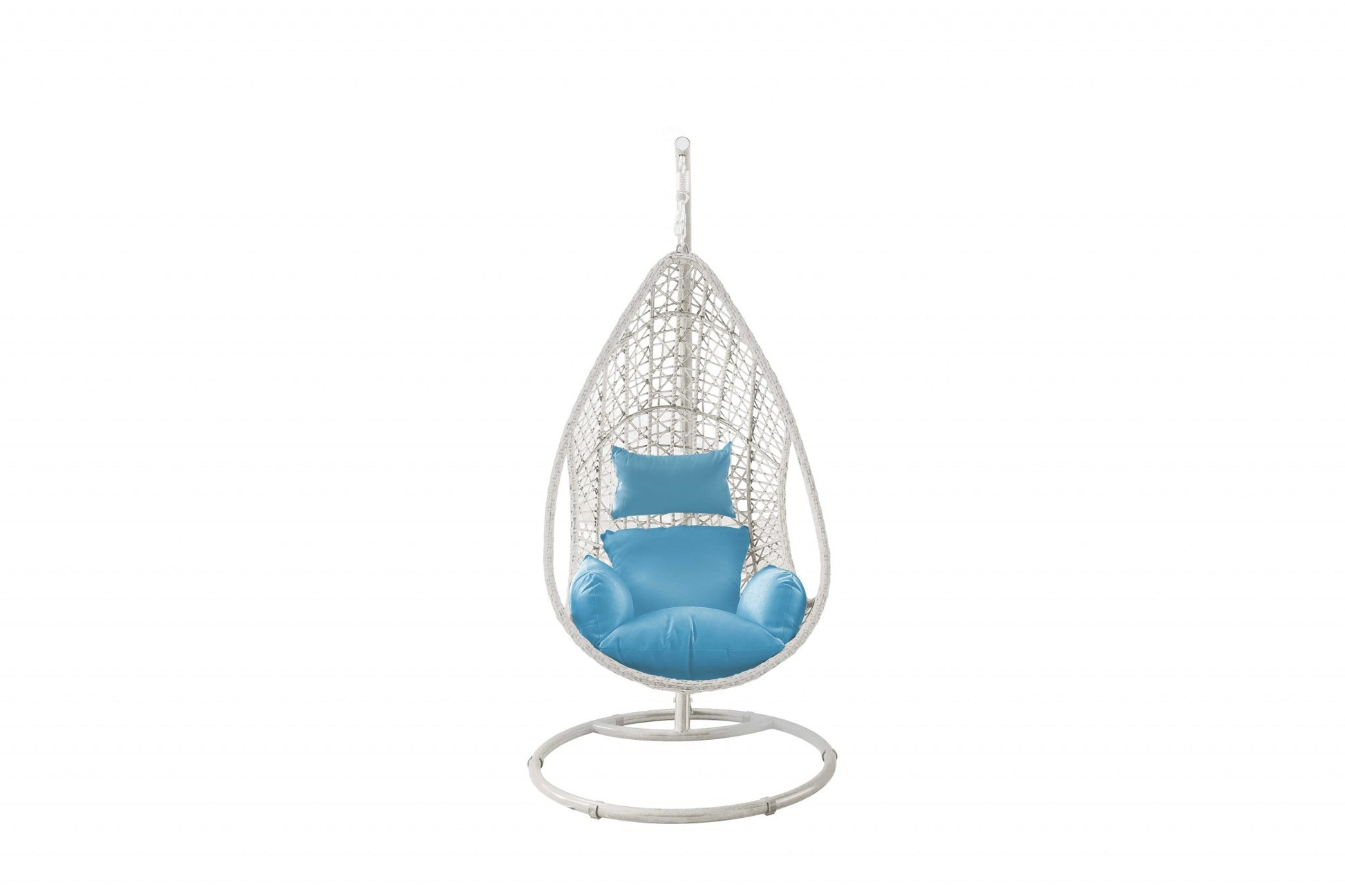 40" Blue and Steel stand finished Metal Outdoor Swing Chair with Blue Cushion-2