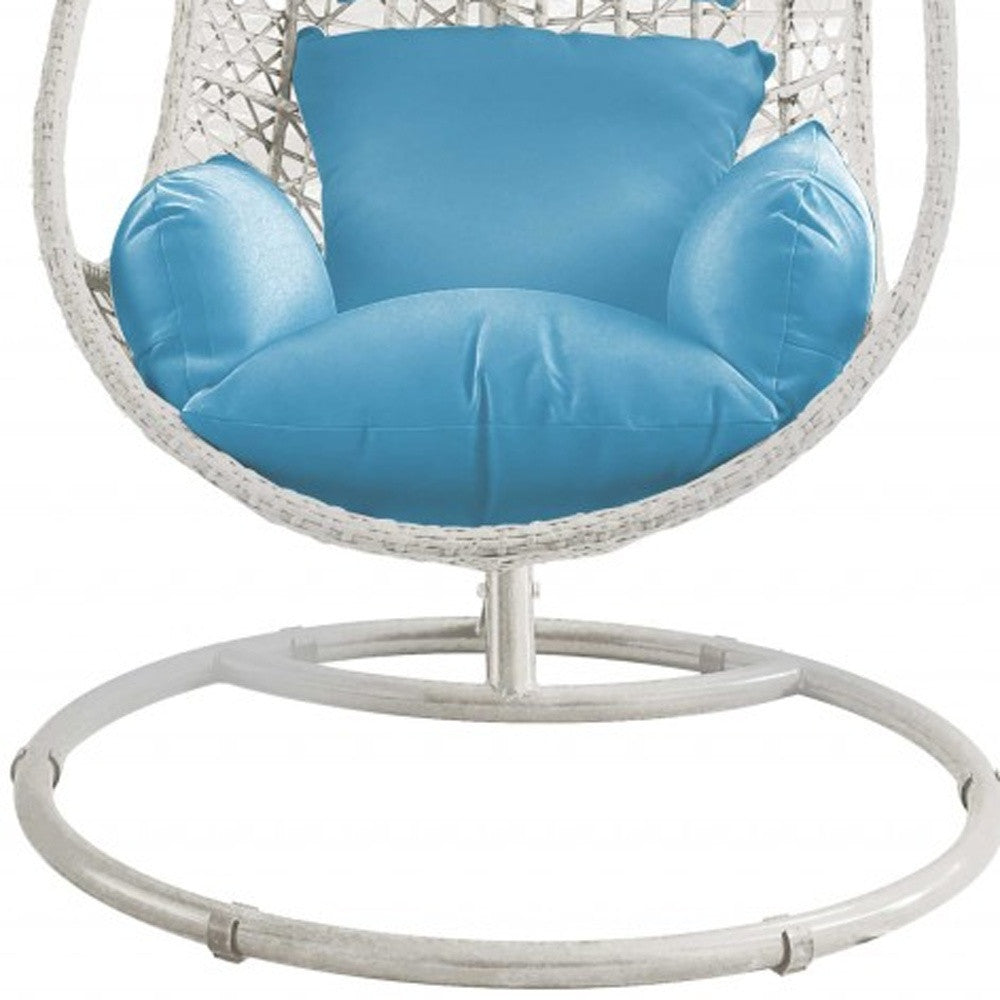 40" Blue and Steel stand finished Metal Outdoor Swing Chair with Blue Cushion-3