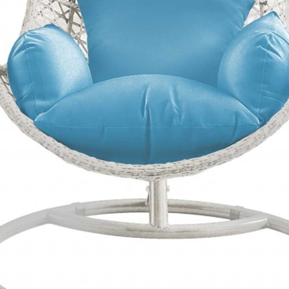 40" Blue and Steel stand finished Metal Outdoor Swing Chair with Blue Cushion-4