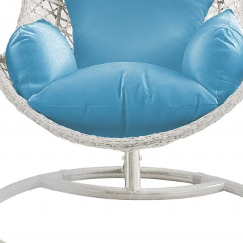 40" Blue and Steel stand finished Metal Outdoor Swing Chair with Blue Cushion-5