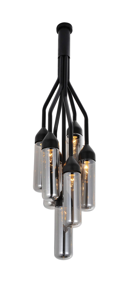 Shaded Empire Six Light Metal and Glass Flush Ceiling Light With Clear Shades-0