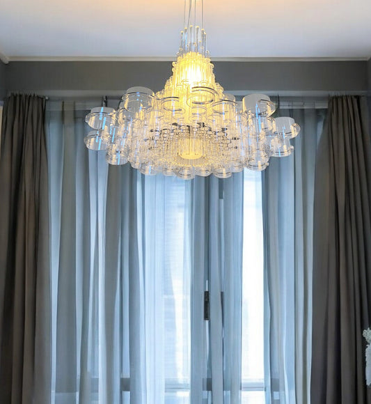 39 X 39 X 70 White Acrylic Pendant Lamp-0