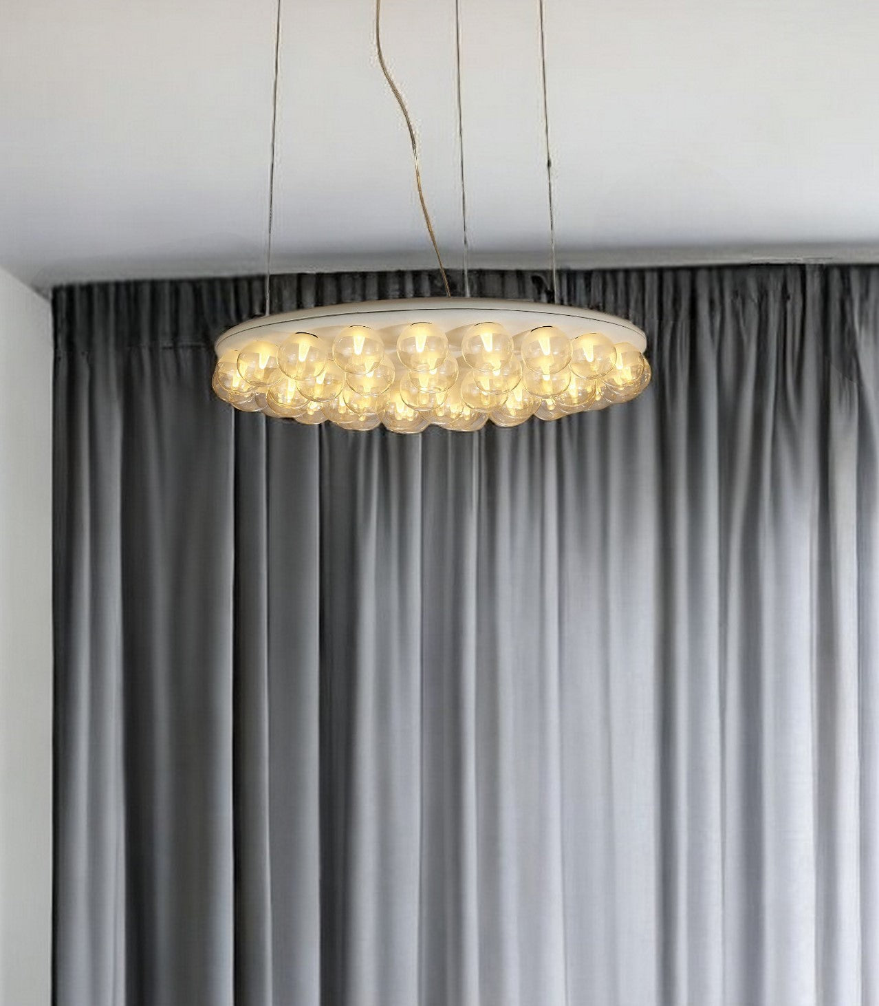 29 X 29 X 7 White Glass Metal Pendant Lamp-0