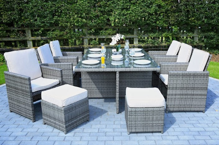 11 Piece Clear and Gray Glass Dining Set-5