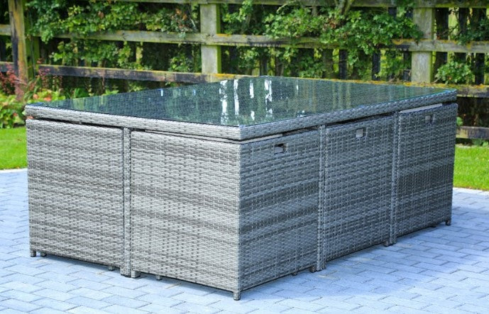 11 Piece Clear and Gray Glass Dining Set-3