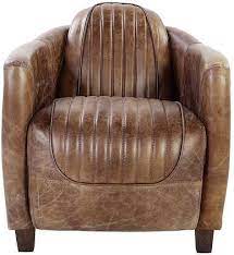 29" Brown Faux Leather Distressed Barrel Chair-0