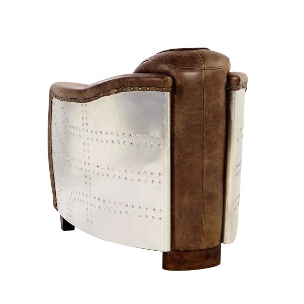 29" Brown Faux Leather Distressed Barrel Chair-3