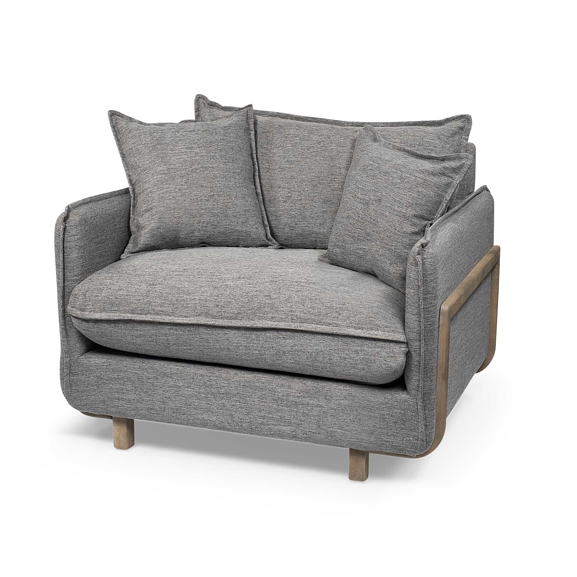 42" Gray Linen Arm Chair-0