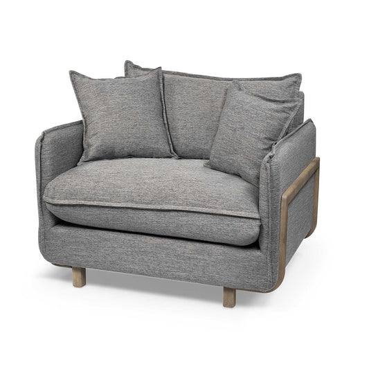 42" Gray Linen Arm Chair-0