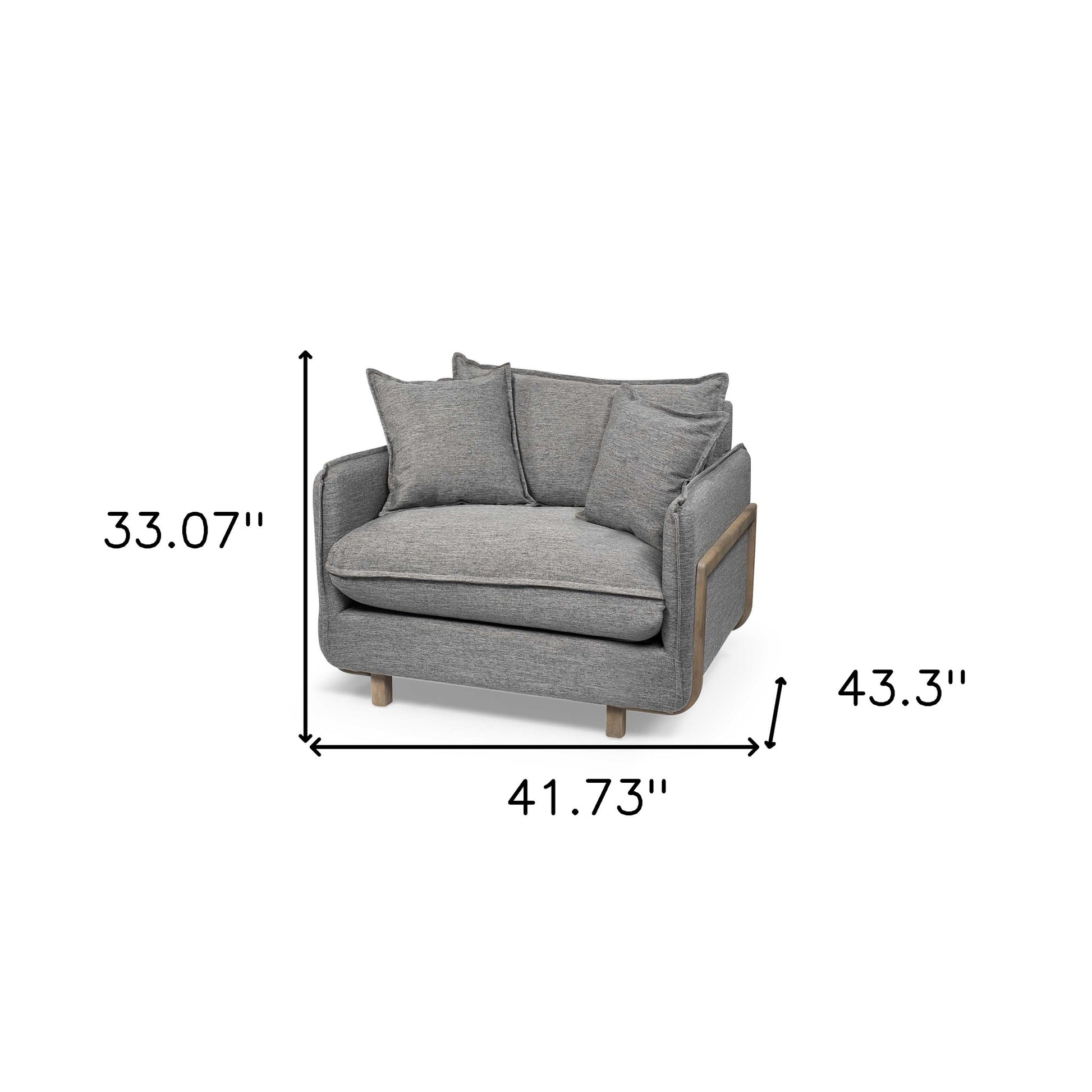 42" Gray Linen Arm Chair-4