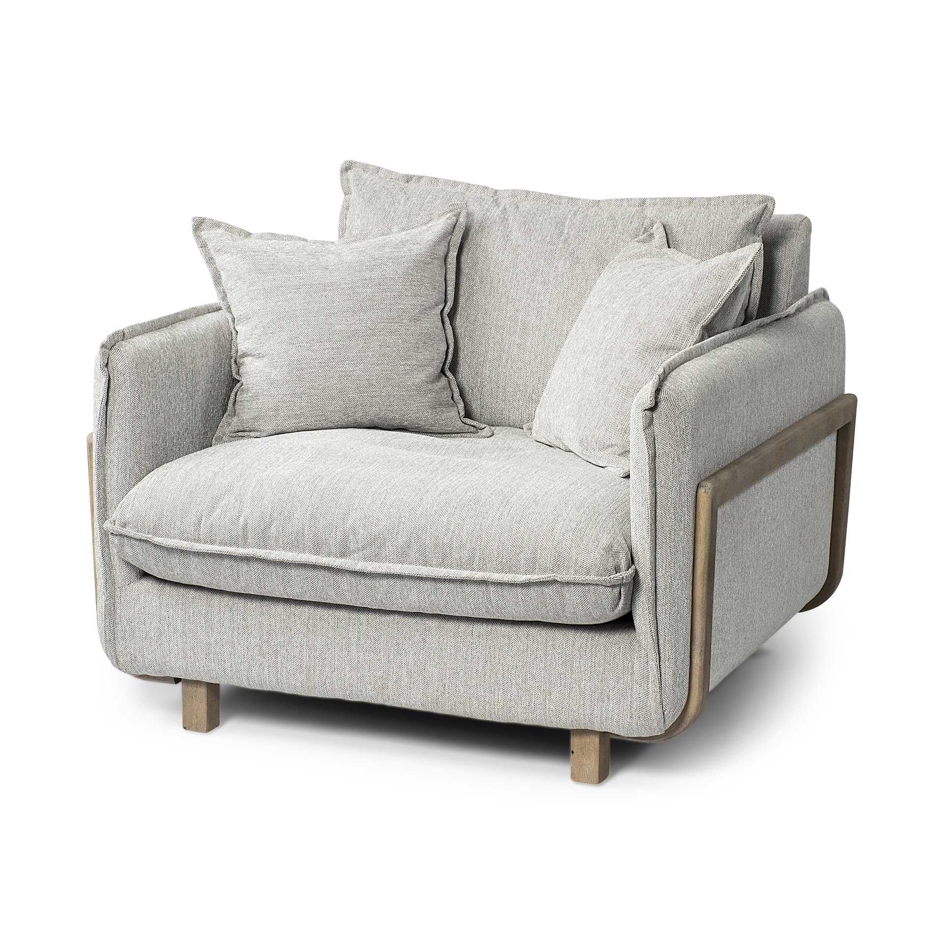 42" Gray and Brown Fabric Club Chair-0