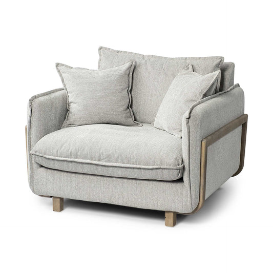 42" Gray and Brown Fabric Club Chair-0