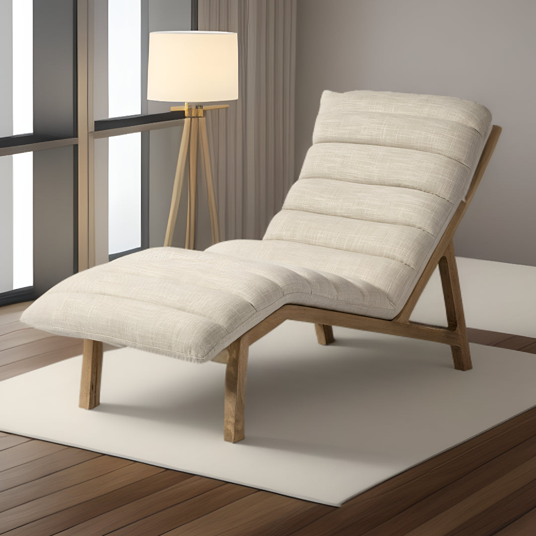 54" Cream and Brown Fabric Tufted Lounge Chair-1