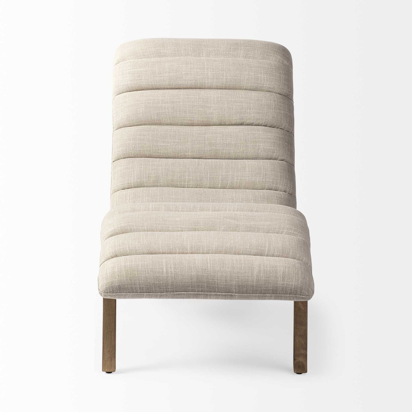54" Cream and Brown Fabric Tufted Lounge Chair-2