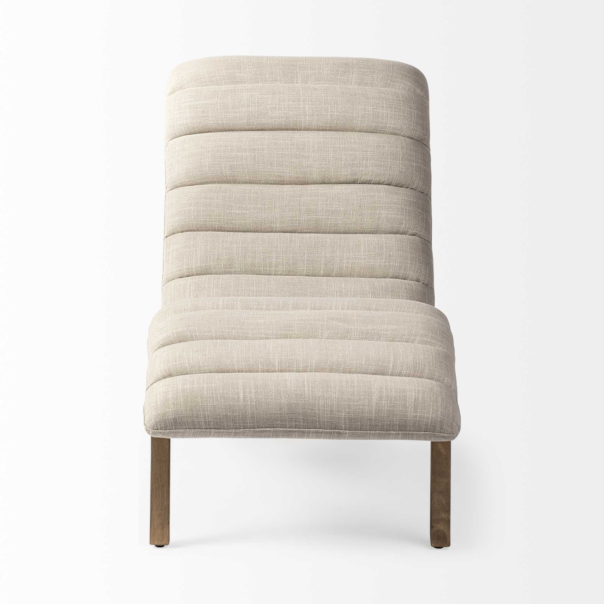 54" Cream and Brown Fabric Tufted Lounge Chair-2