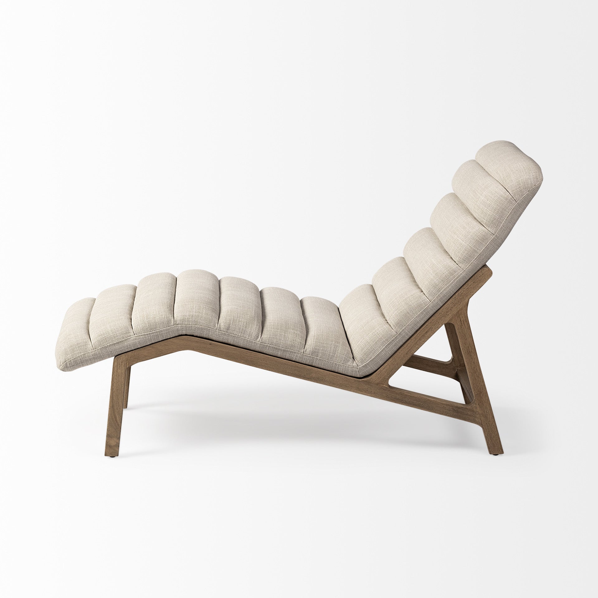 54" Cream and Brown Fabric Tufted Lounge Chair-3