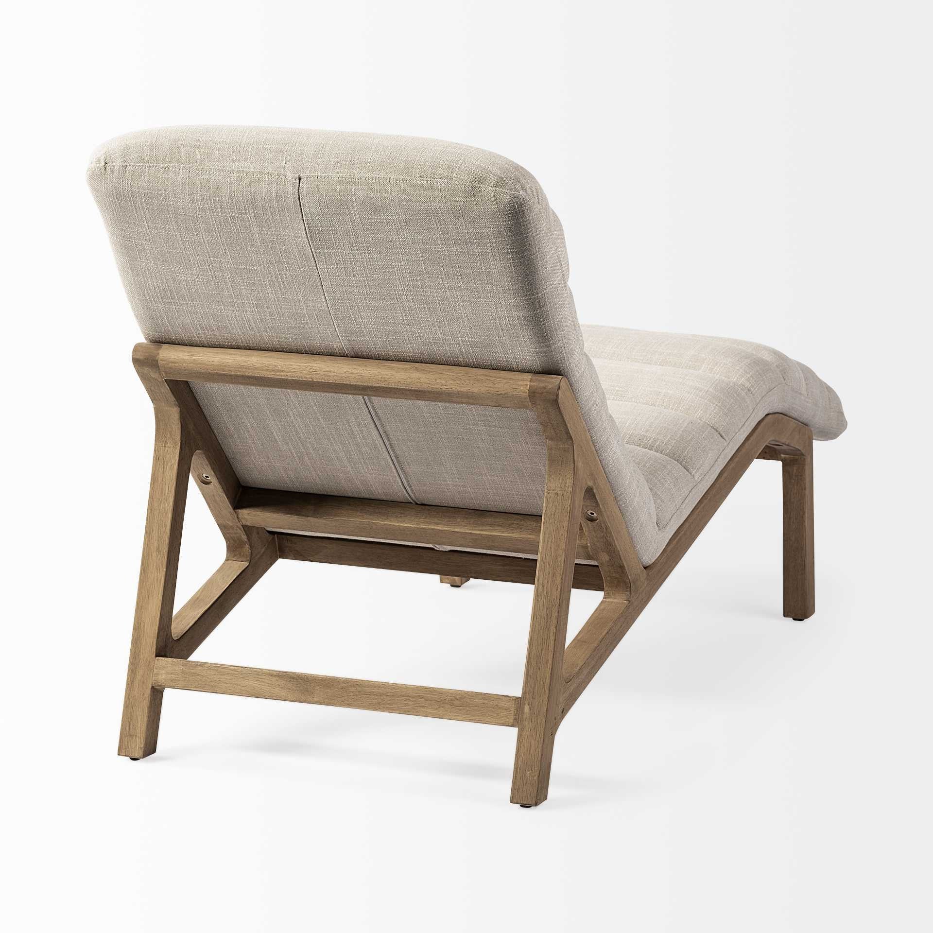 54" Cream and Brown Fabric Tufted Lounge Chair-5