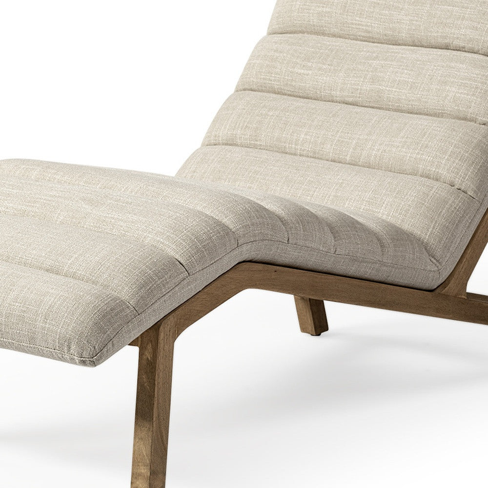 54" Cream and Brown Fabric Tufted Lounge Chair-6