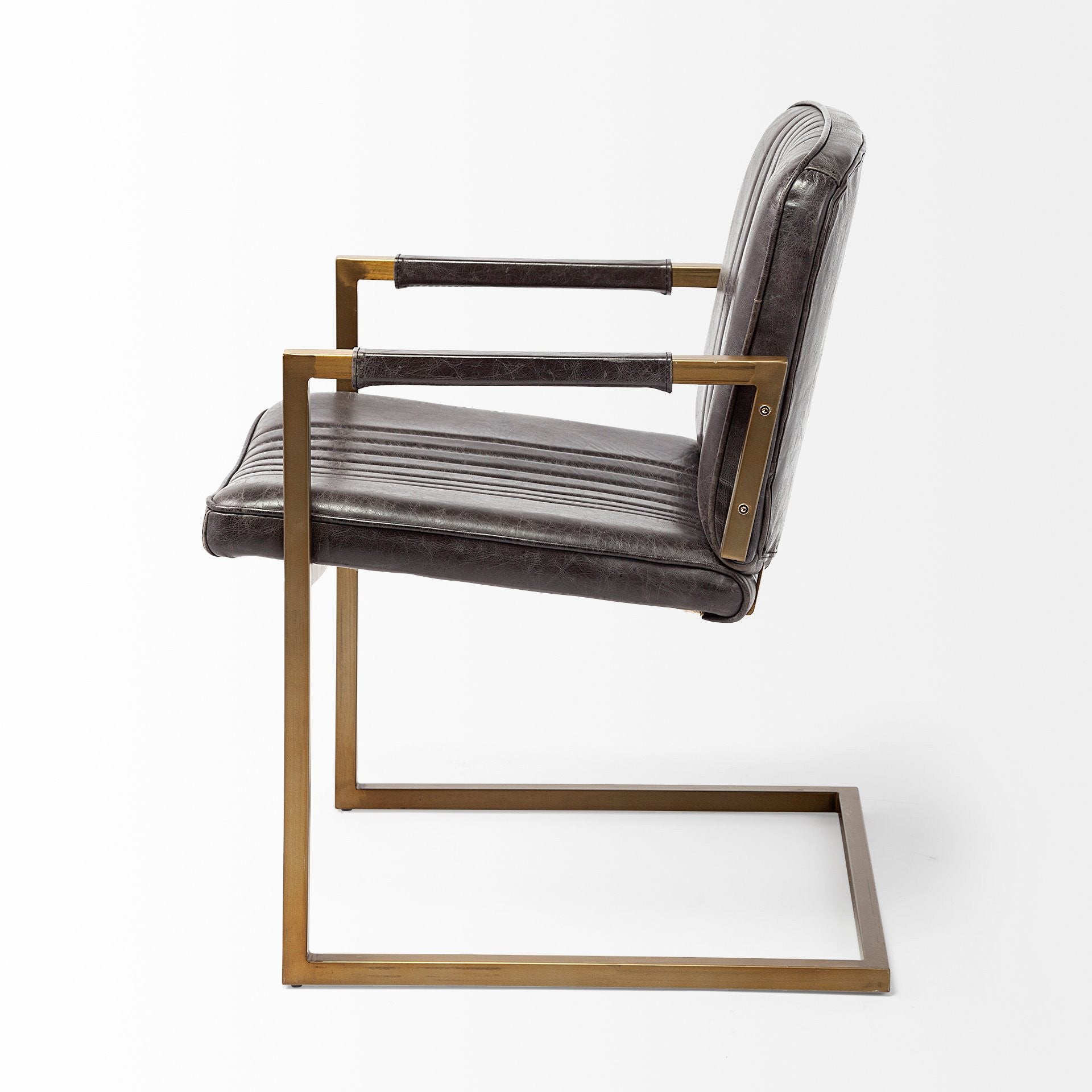 24" Brown Leather Distressed Arm Chair-2