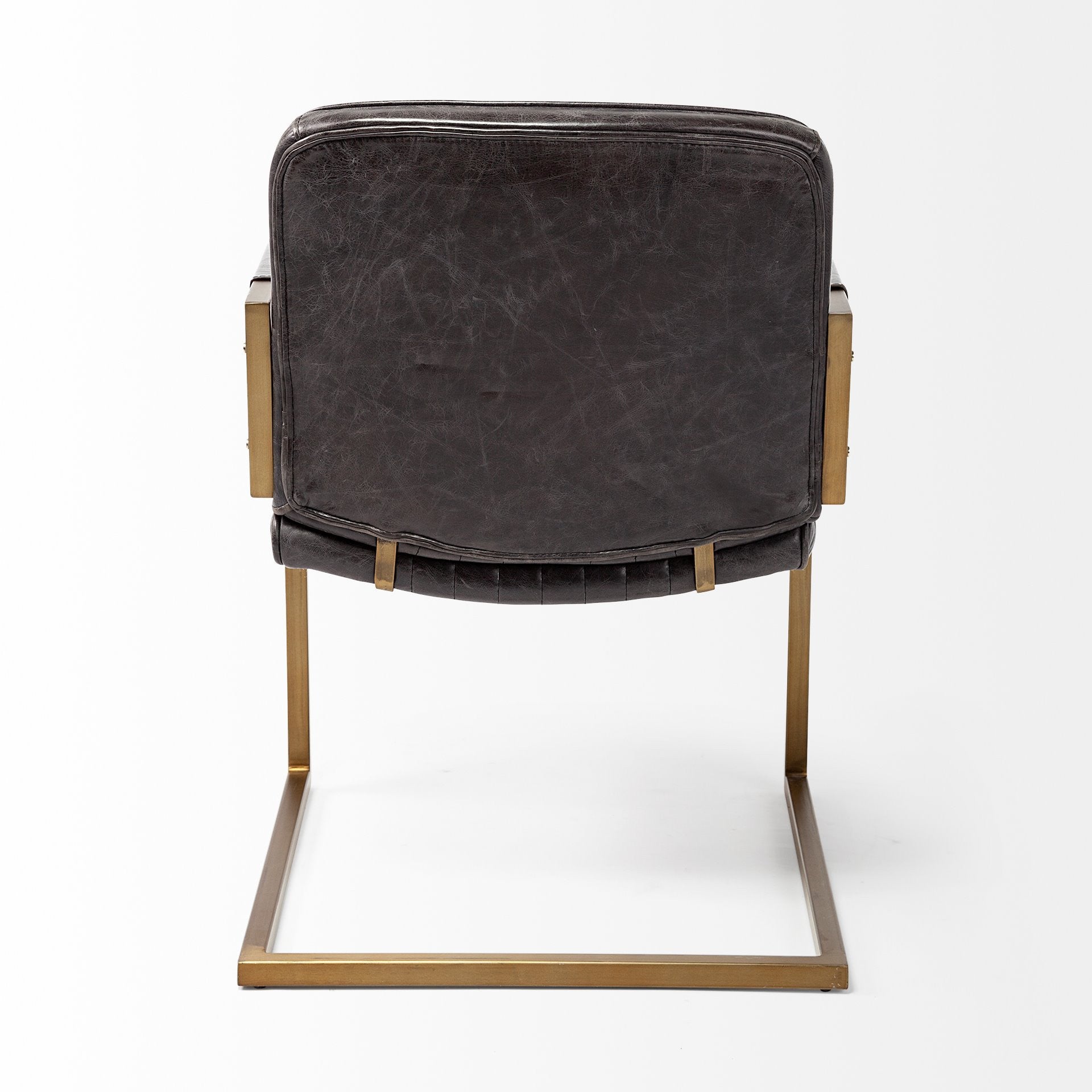 24" Brown Leather Distressed Arm Chair-3