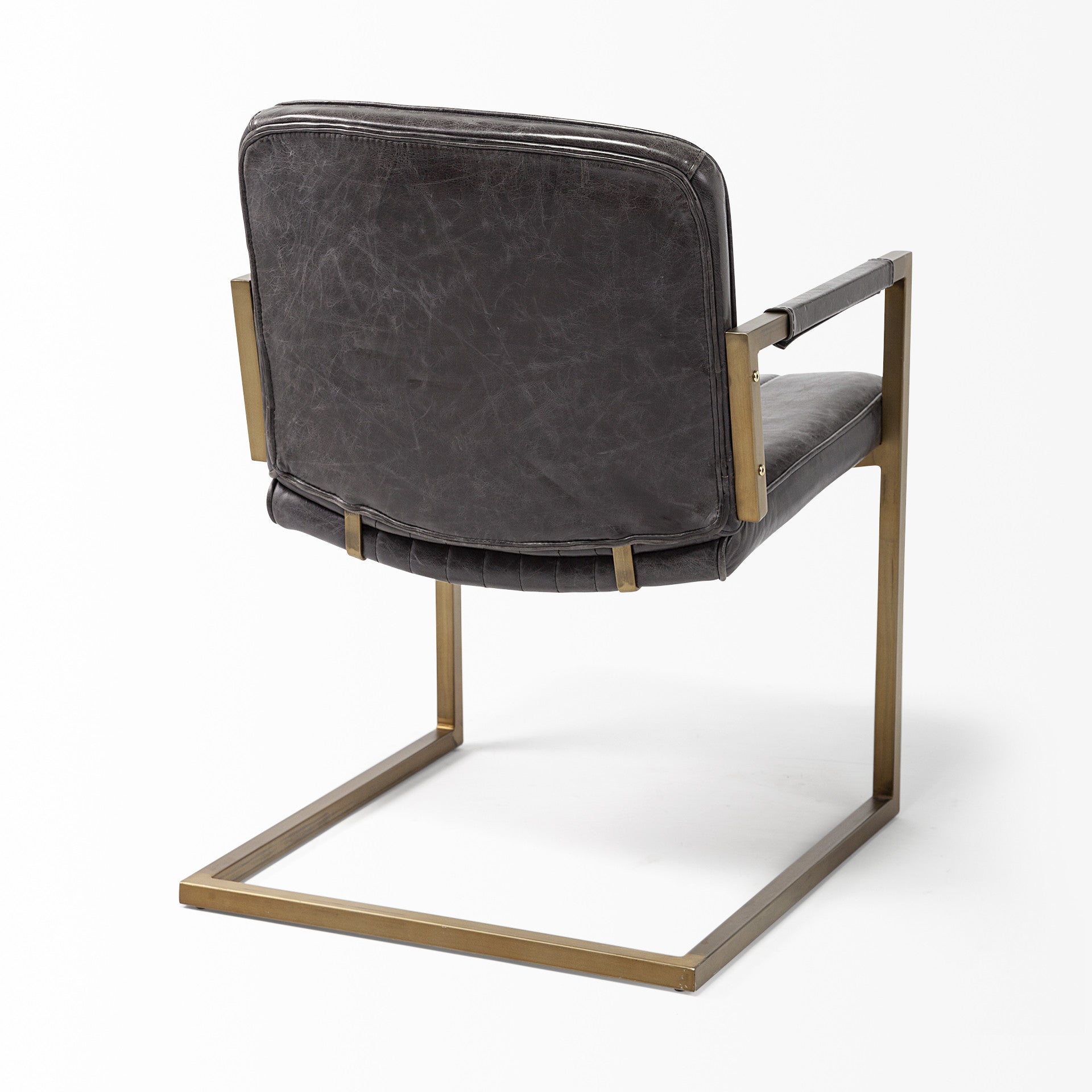 24" Brown Leather Distressed Arm Chair-4