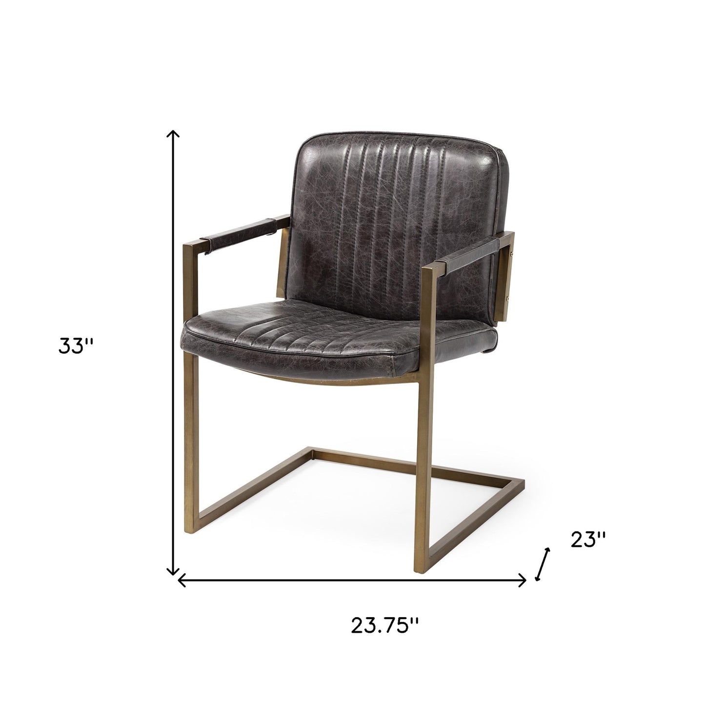 24" Brown Leather Distressed Arm Chair-8