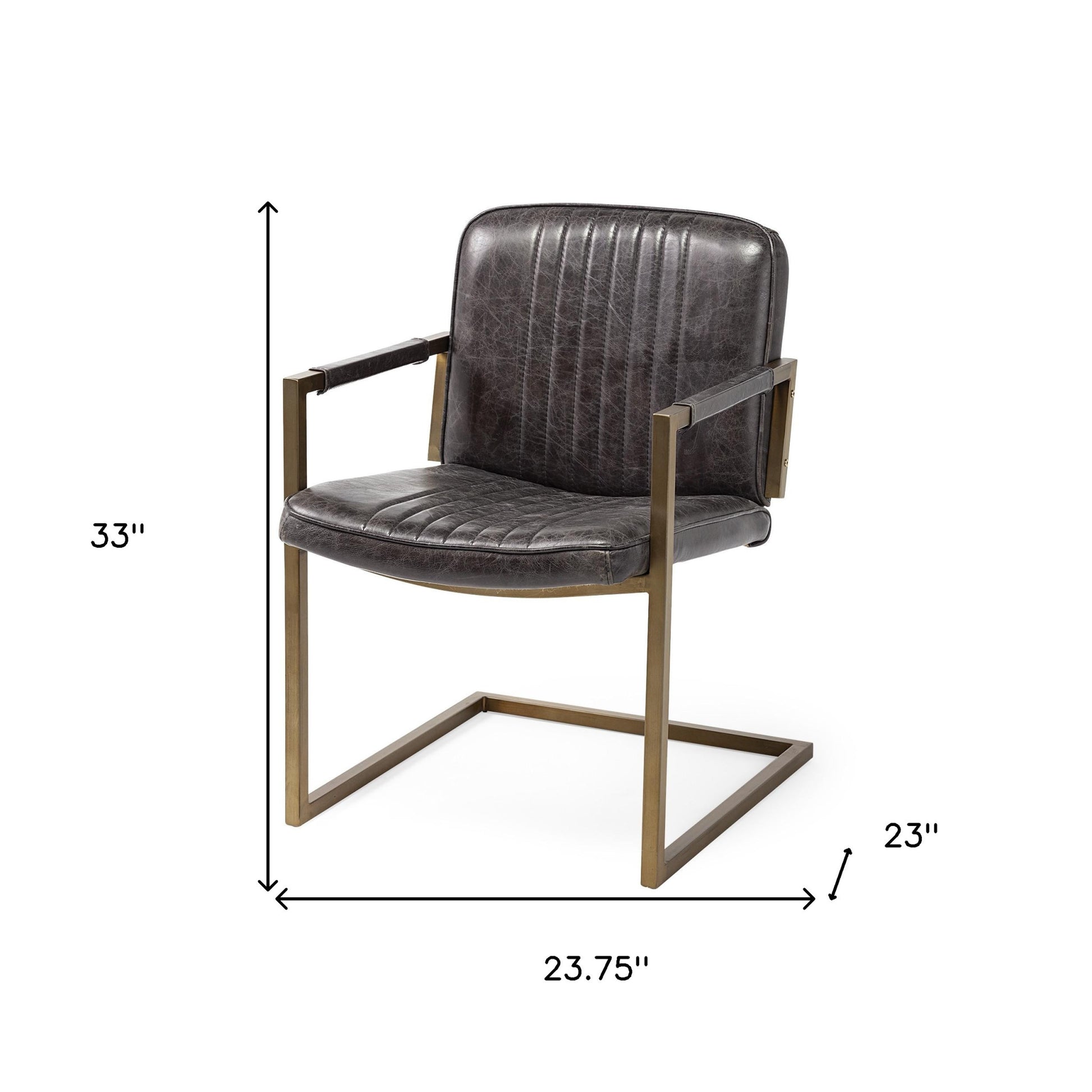 24" Brown Leather Distressed Arm Chair-8