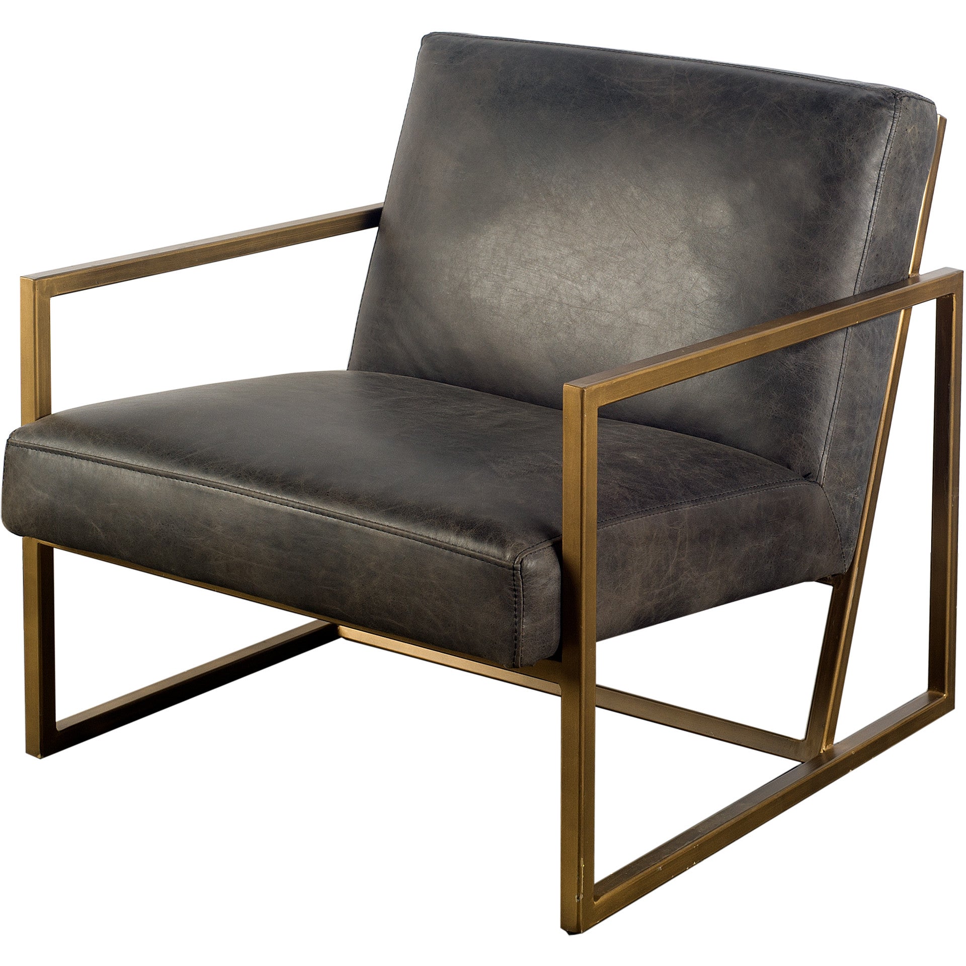 32" Black and Gold Leather Lounge Chair-1