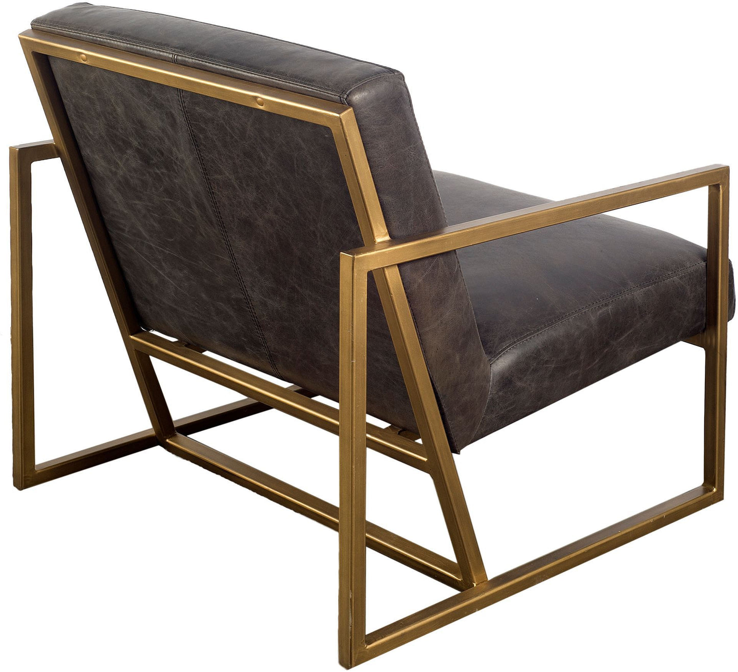 32" Black and Gold Leather Lounge Chair-2