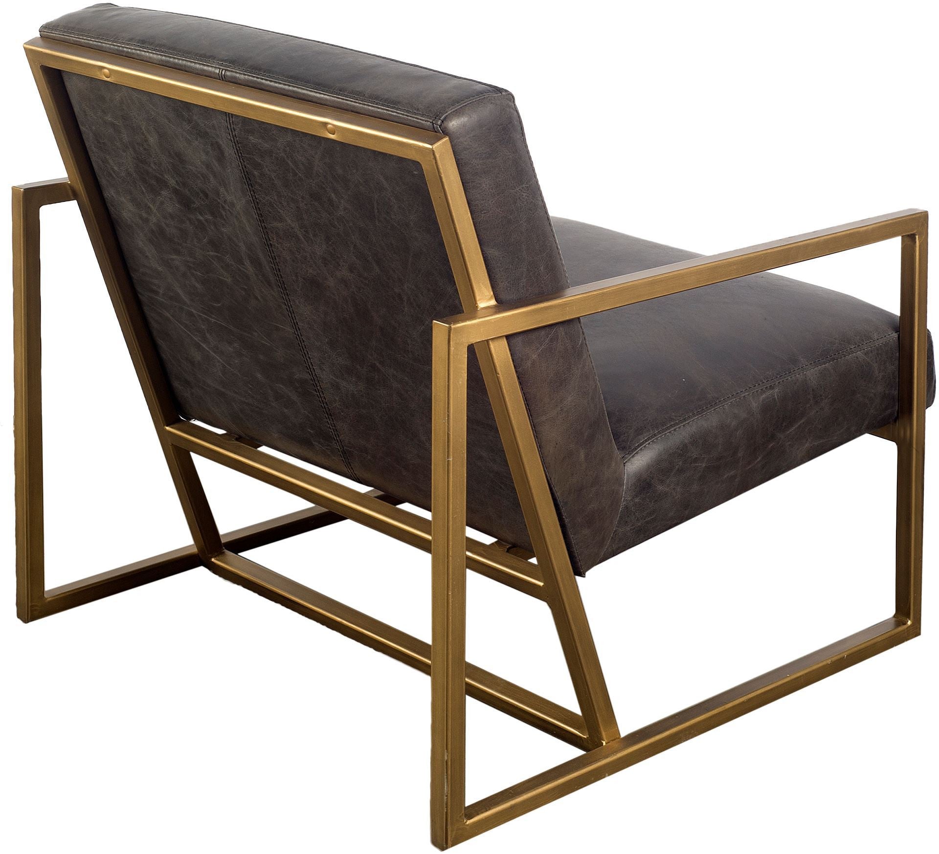 32" Black and Gold Leather Lounge Chair-2