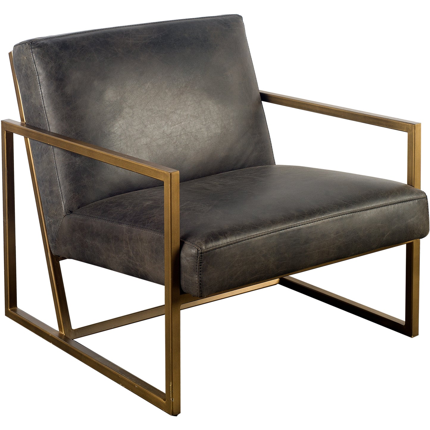 32" Black and Gold Leather Lounge Chair-4