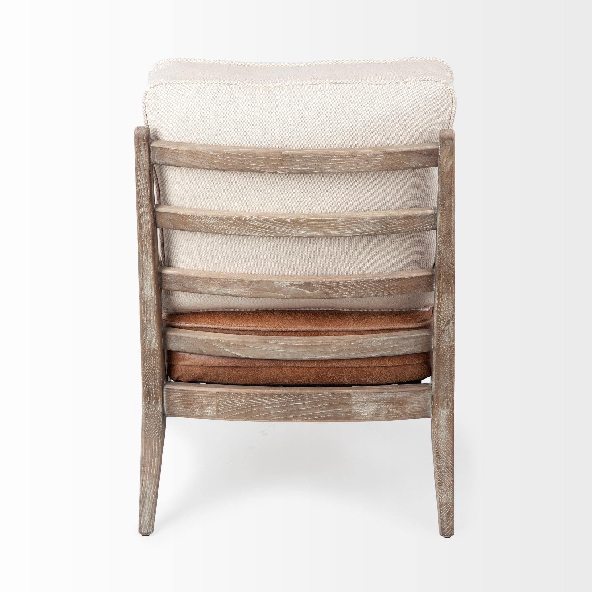 24" Beige and Brown Leather Arm Chair-4
