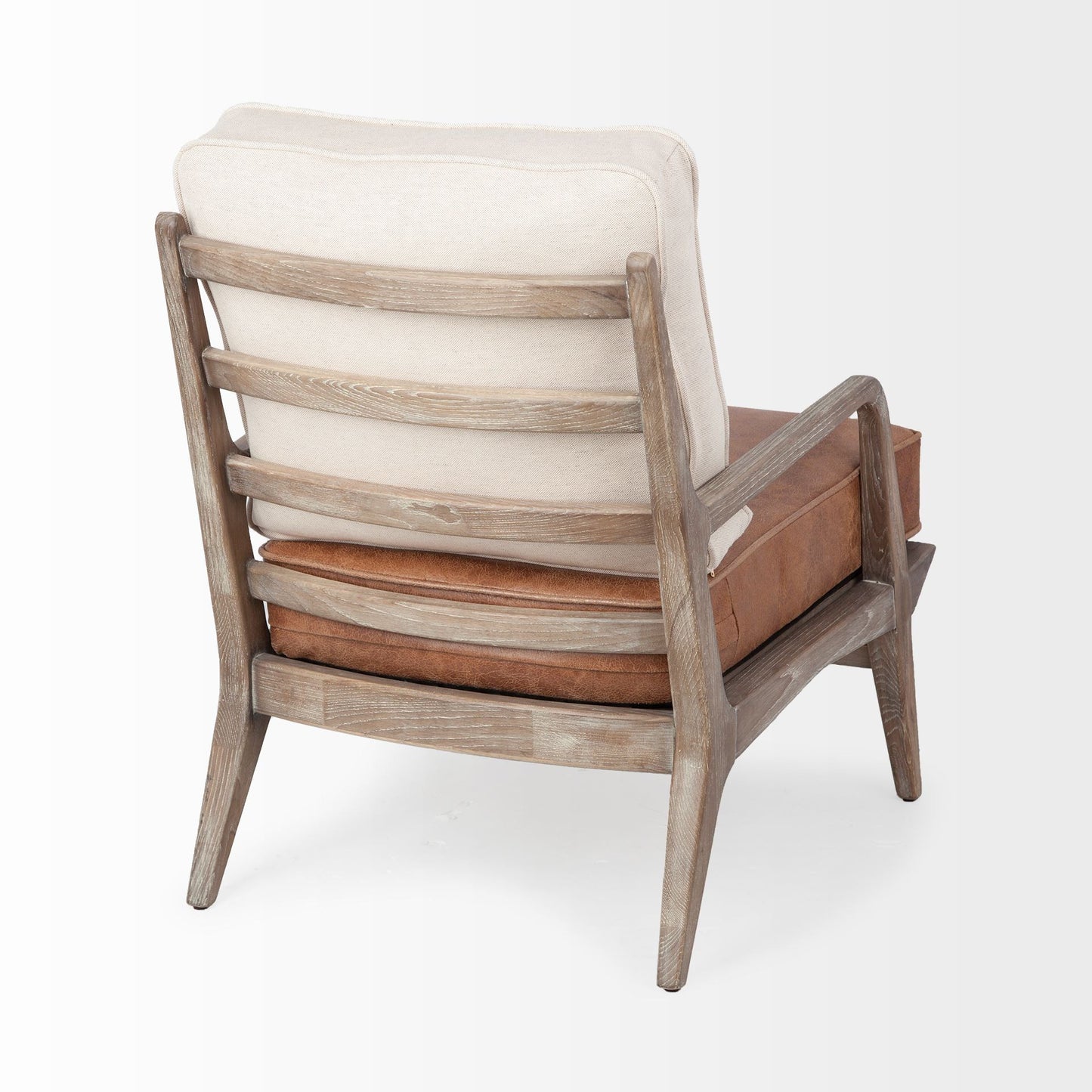 24" Beige and Brown Leather Arm Chair-5