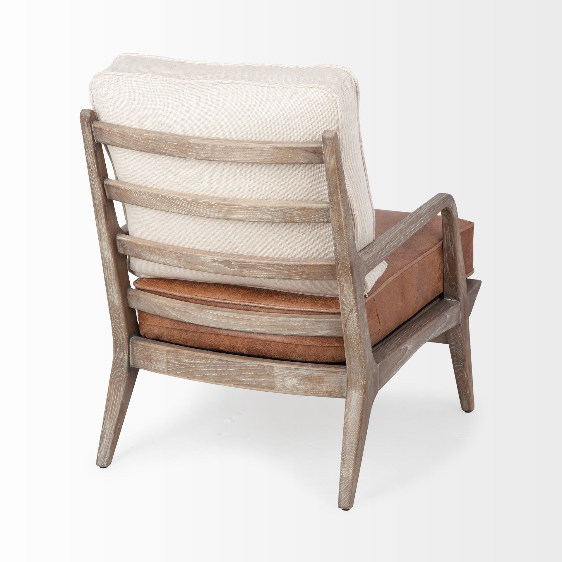 24" Beige and Brown Leather Arm Chair-5