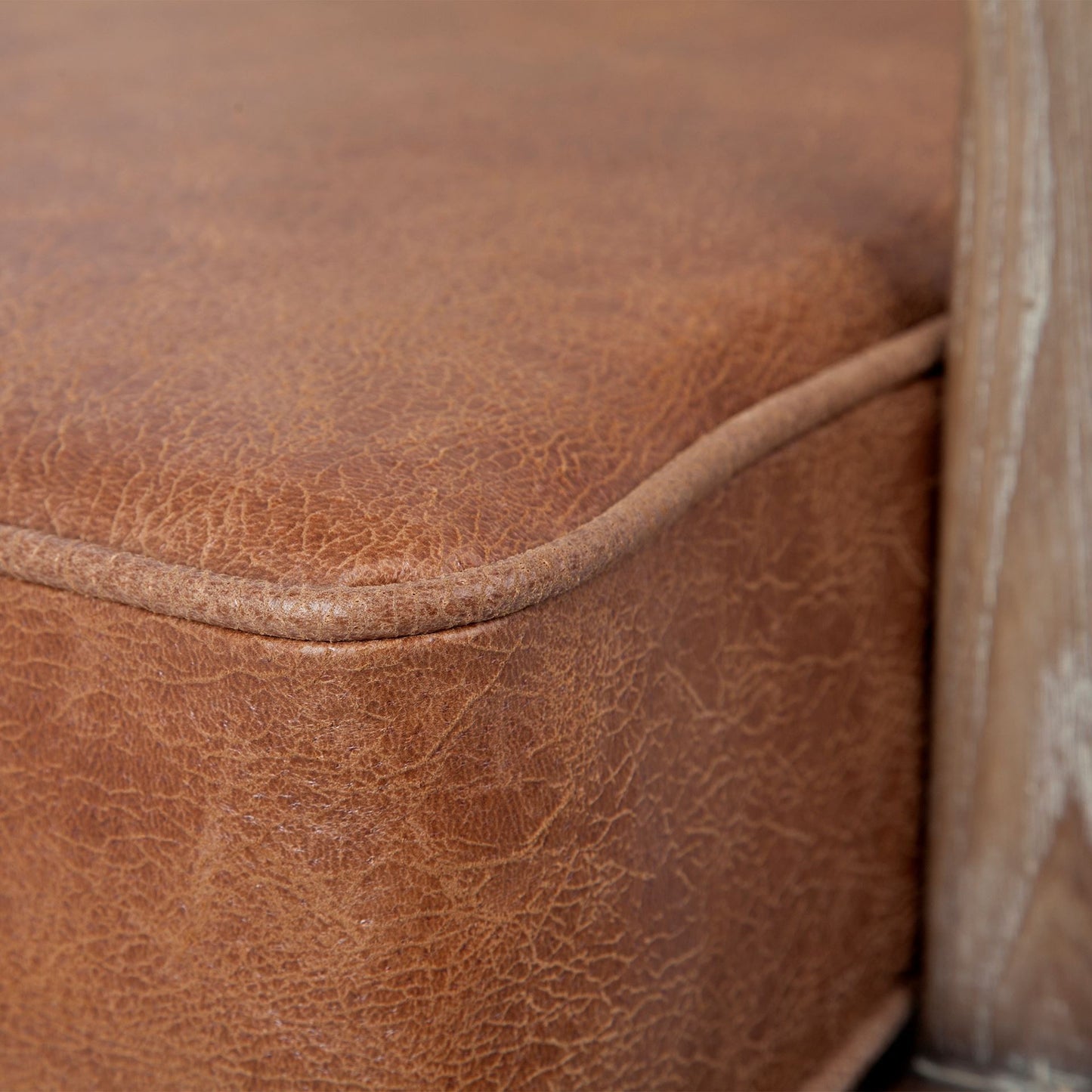 24" Beige and Brown Leather Arm Chair-7