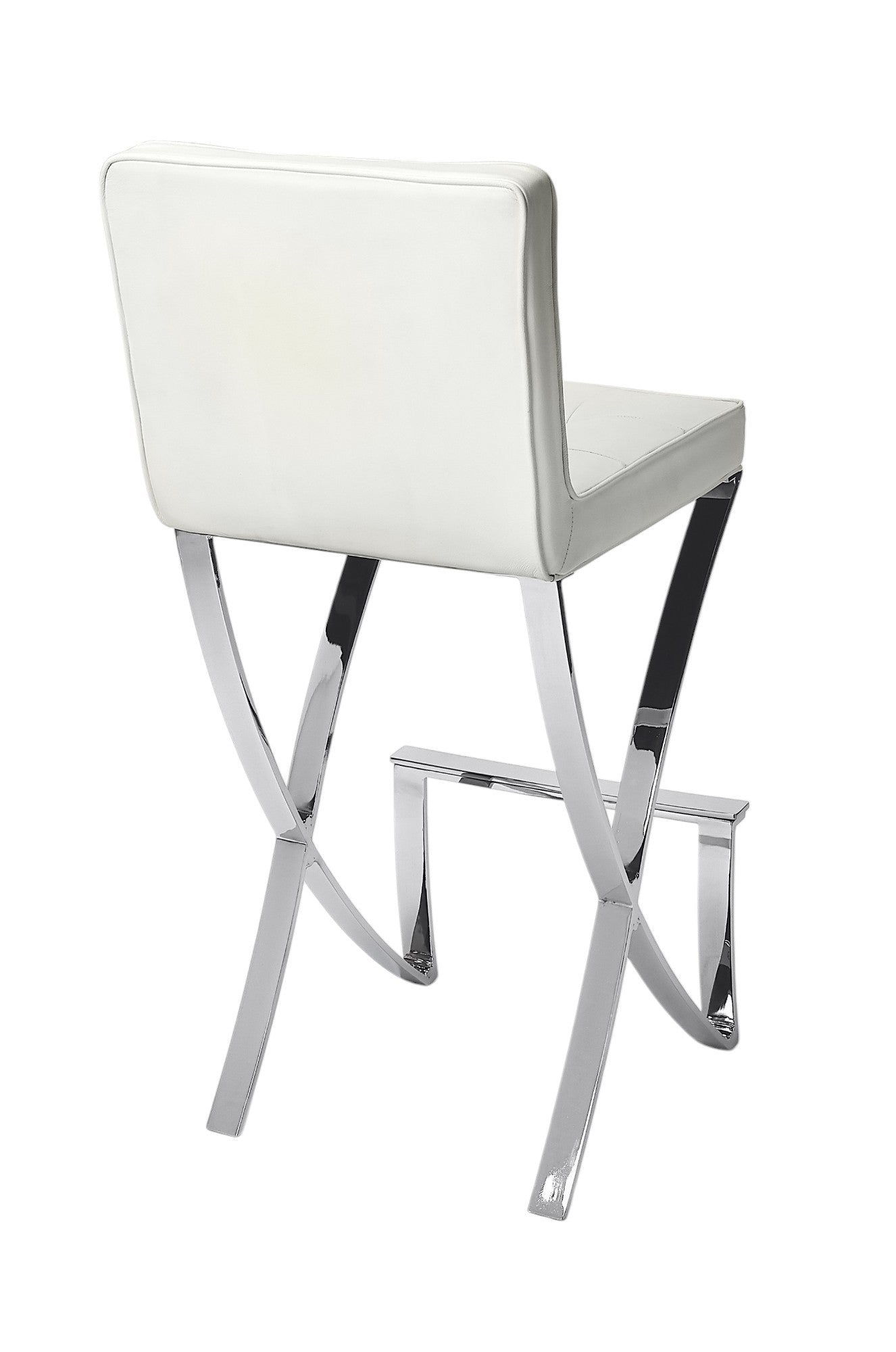 29" Off White and Silver Iron Bar Chair-3