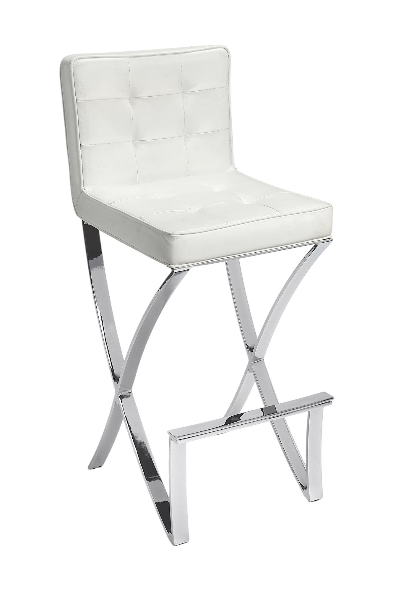29" Off White and Silver Iron Bar Chair-4