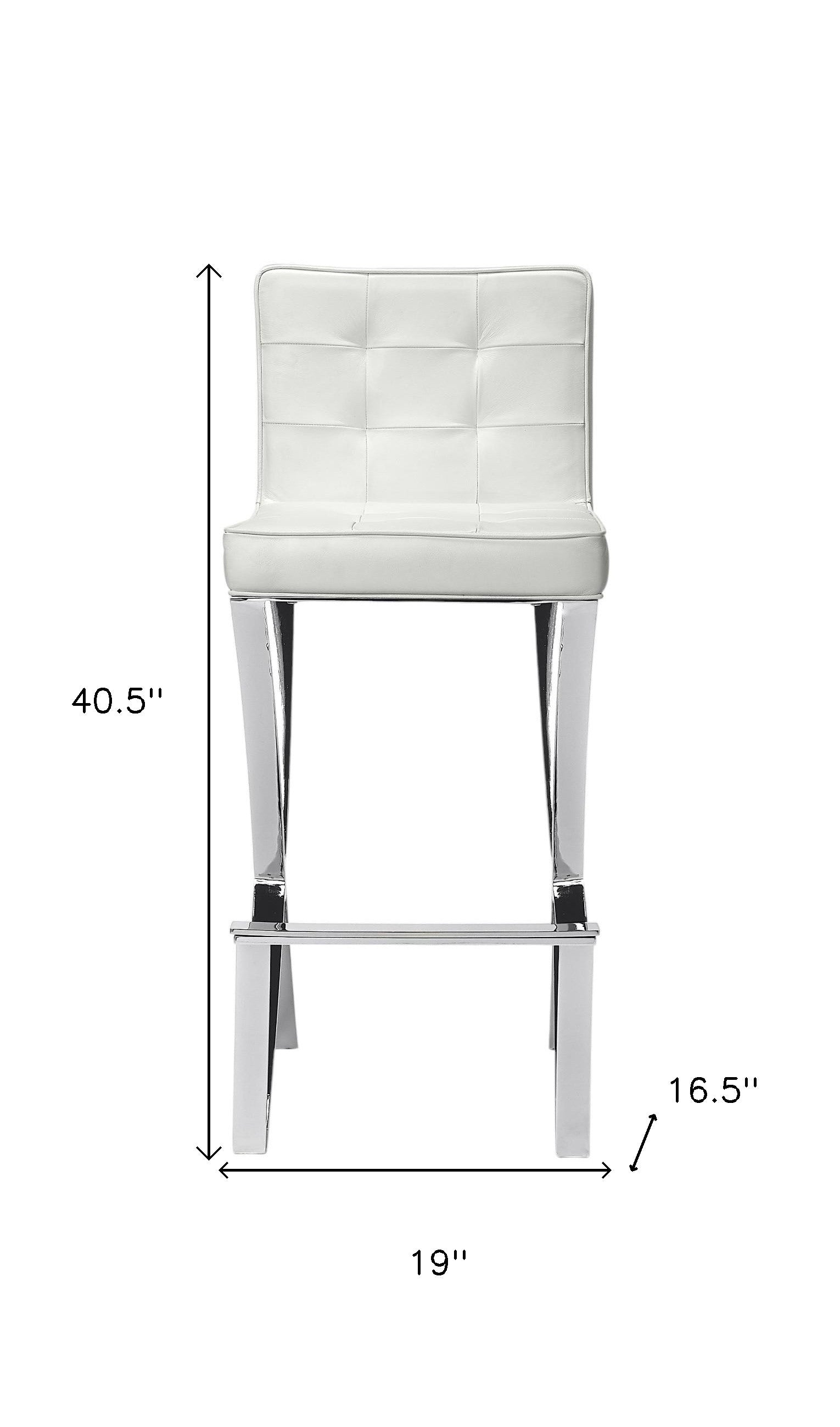 29" Off White and Silver Iron Bar Chair-7