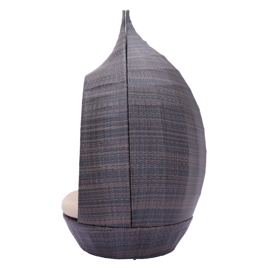 Teardrop Shaped Brown and Beige Daybed-4