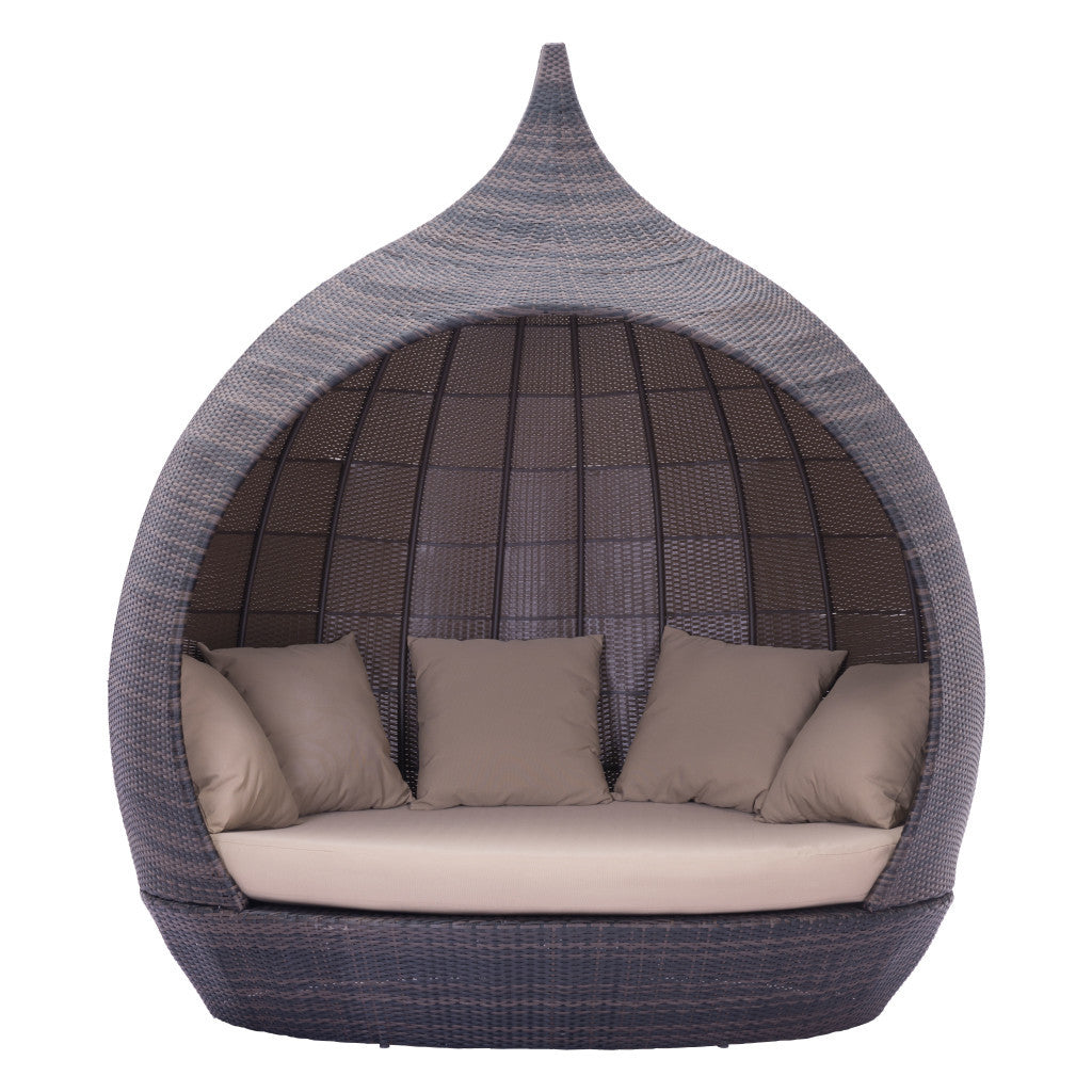 Teardrop Shaped Brown and Beige Daybed-1