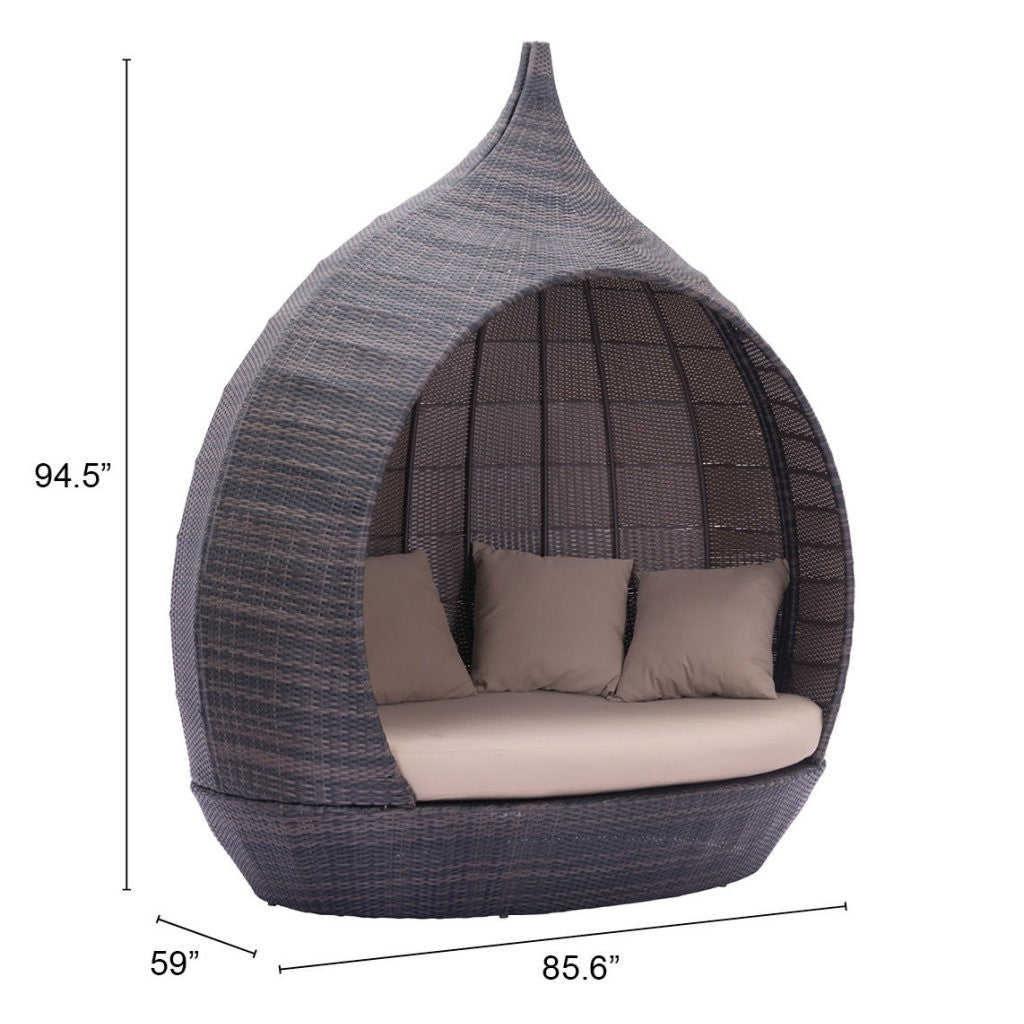 Teardrop Shaped Brown and Beige Daybed-8