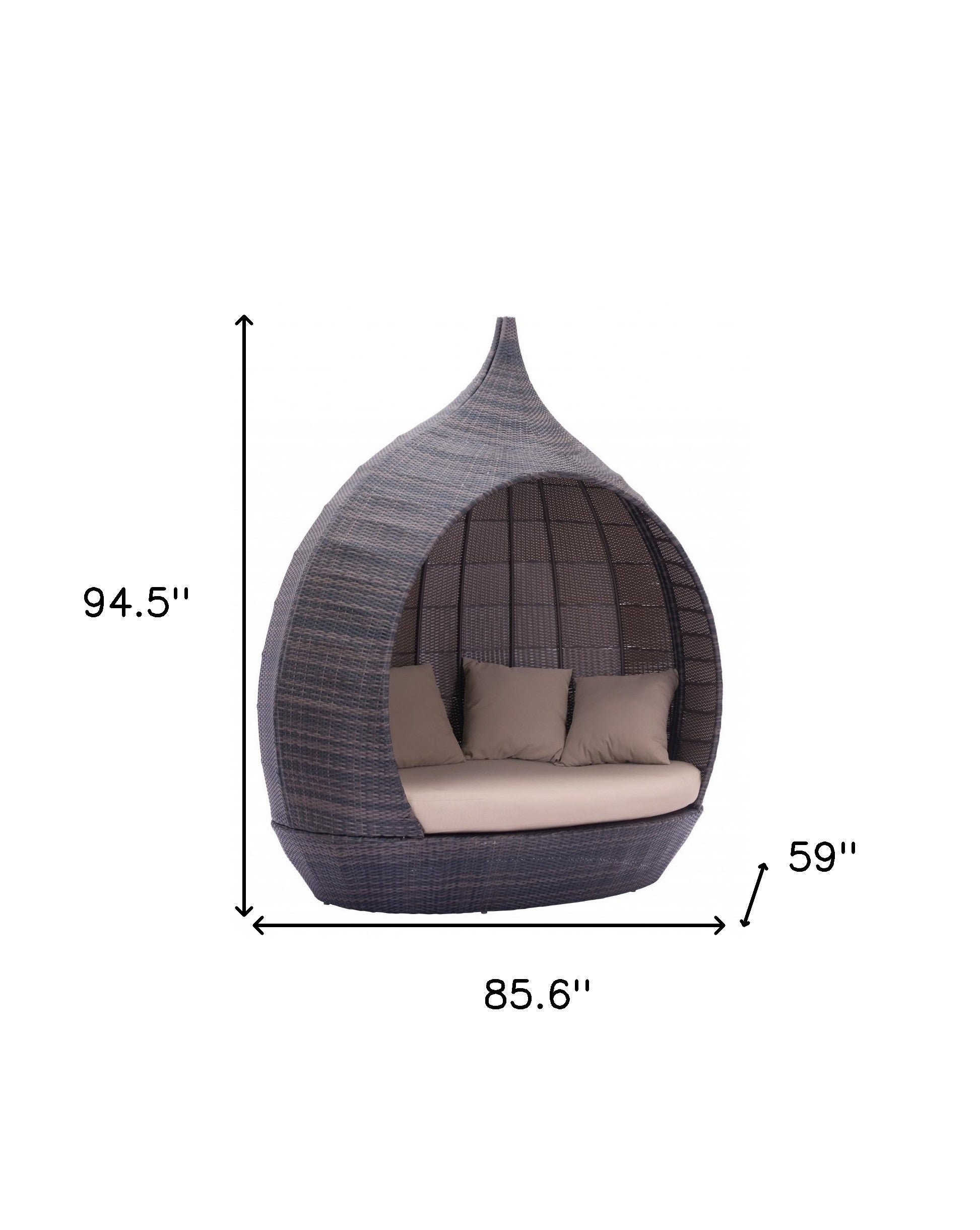 Teardrop Shaped Brown and Beige Daybed-7