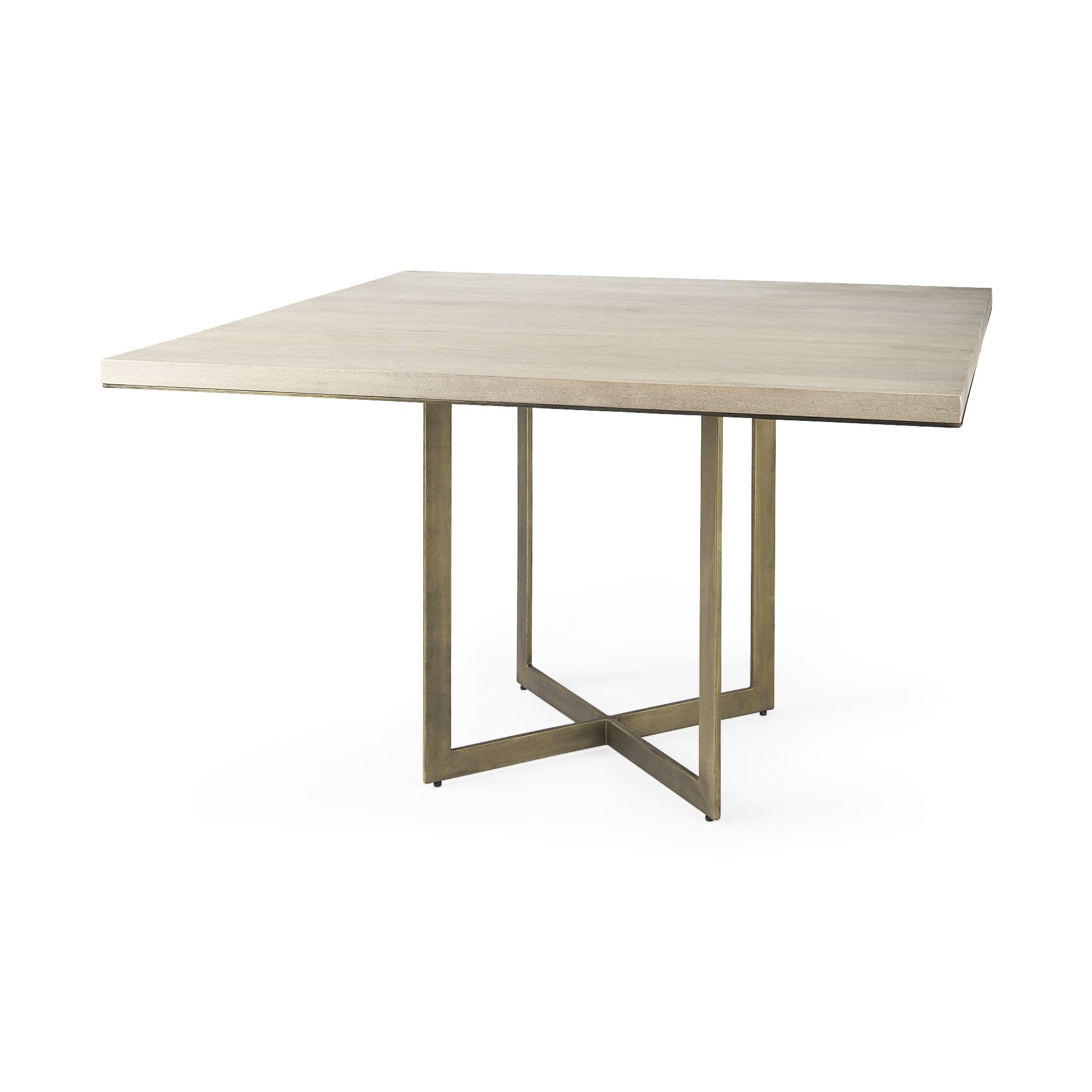 Modern Square Wood and Gold Dining Table-0