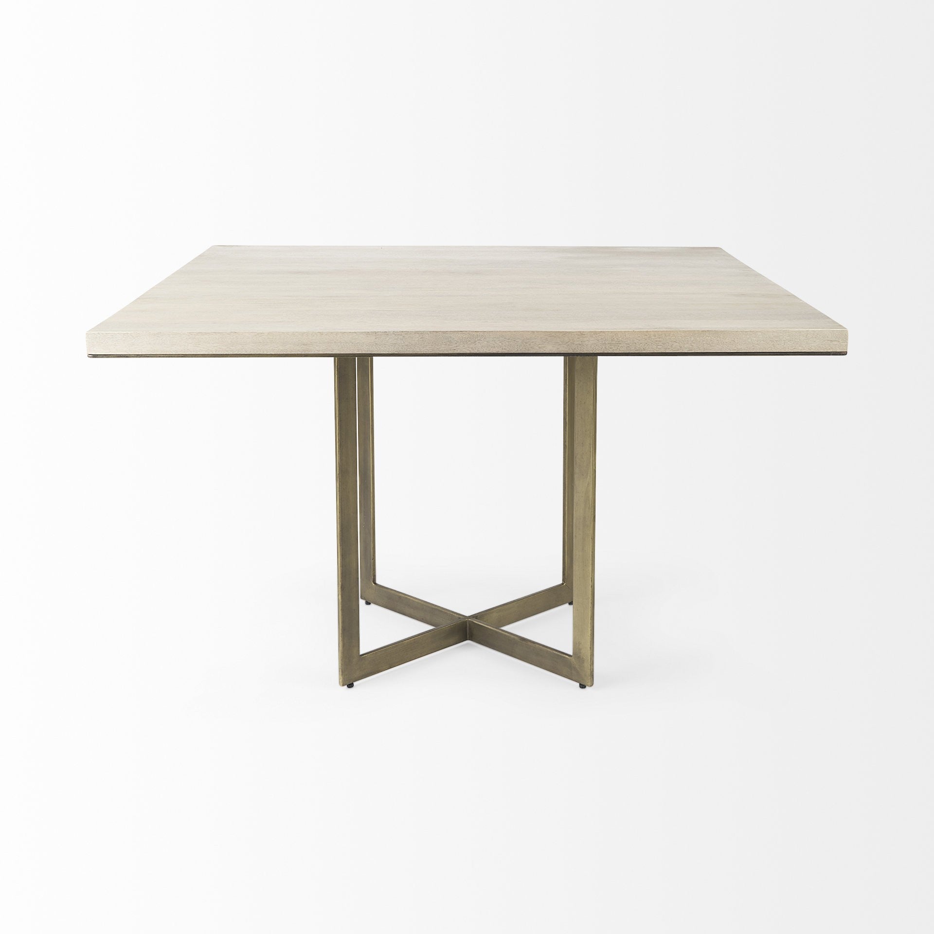 Modern Square Wood and Gold Dining Table-1
