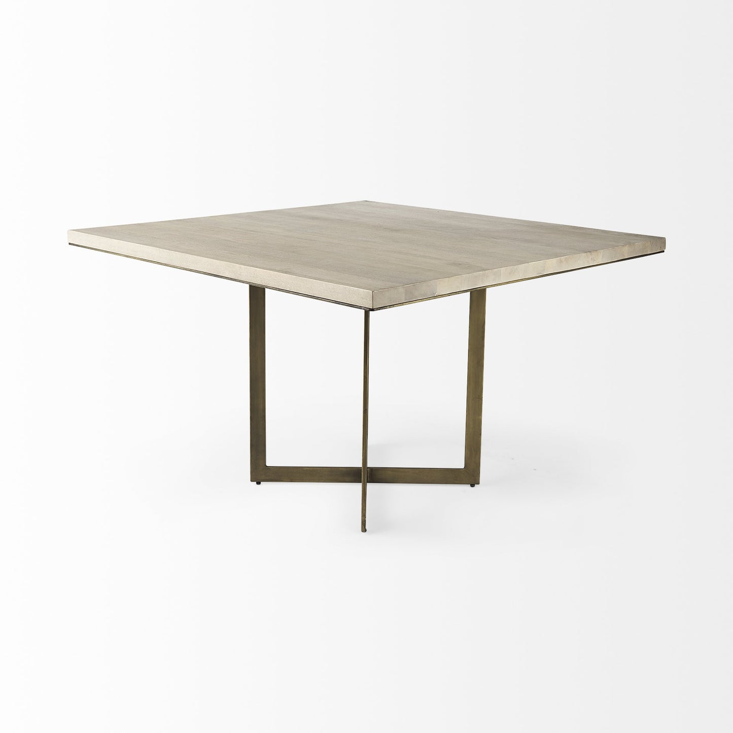 Modern Square Wood and Gold Dining Table-2