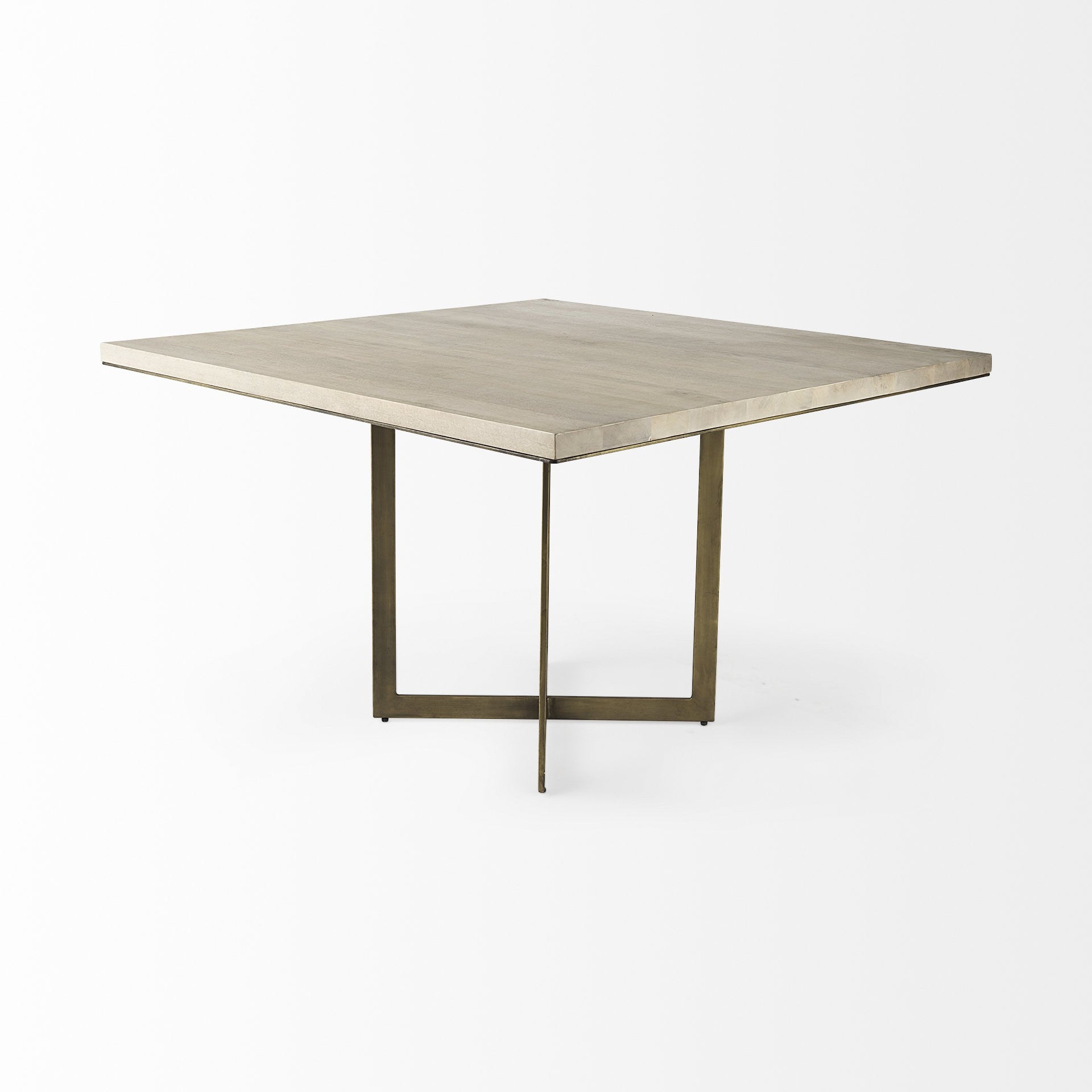 Modern Square Wood and Gold Dining Table-2