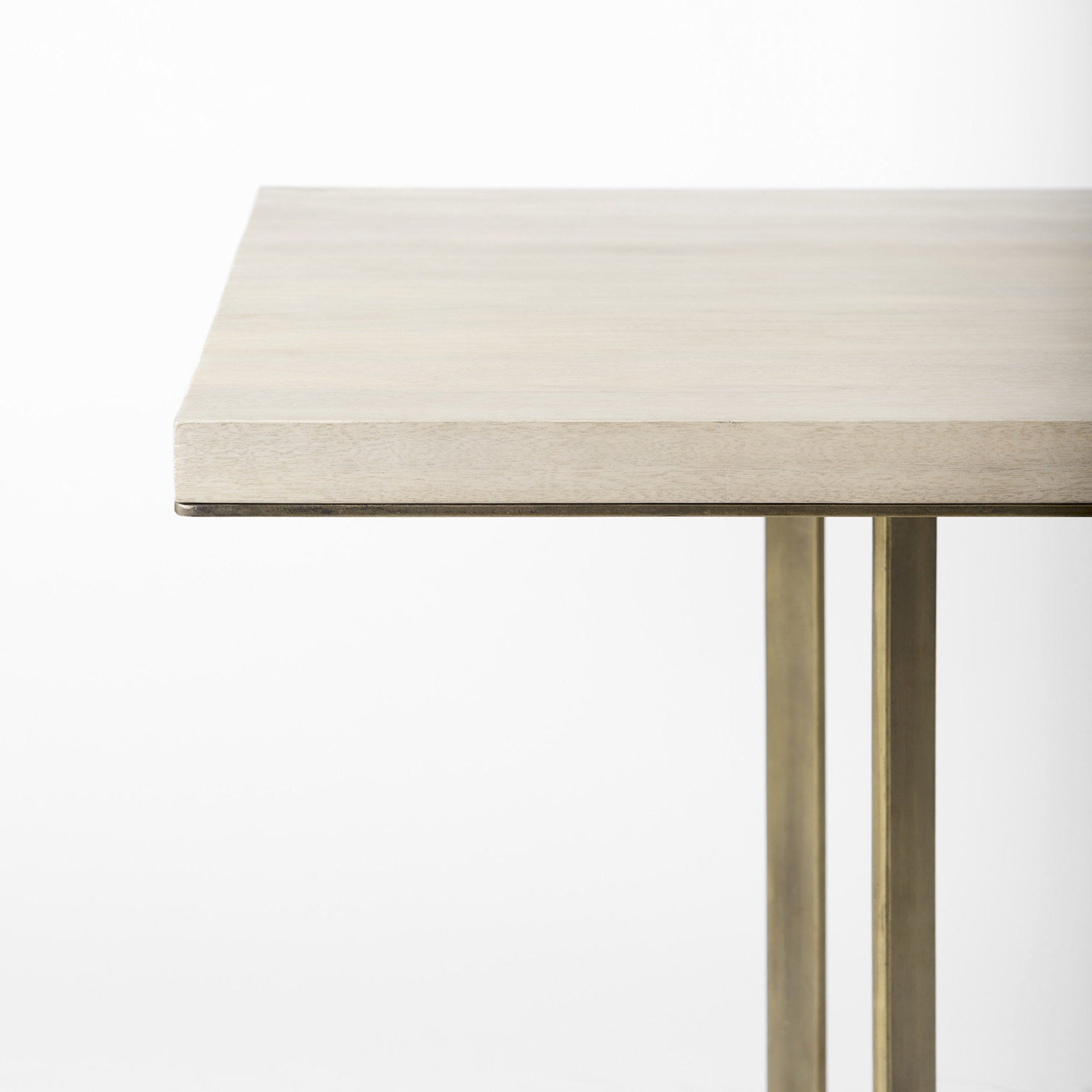 Modern Square Wood and Gold Dining Table-3